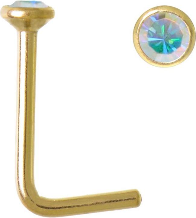 Immagine prodotto Bijouteria Piercing per naso (Rivestimento in PVD (colore oro), Cristallo premium, Acciaio chirurgico 316L)