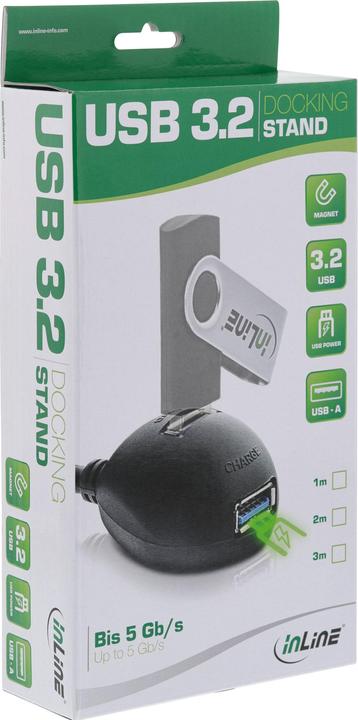 Immagine prodotto InLine Prolunga USB 3.0 A maschio/femmina nero con supporto 1m (1 m, USB 3.2 Gen 1)