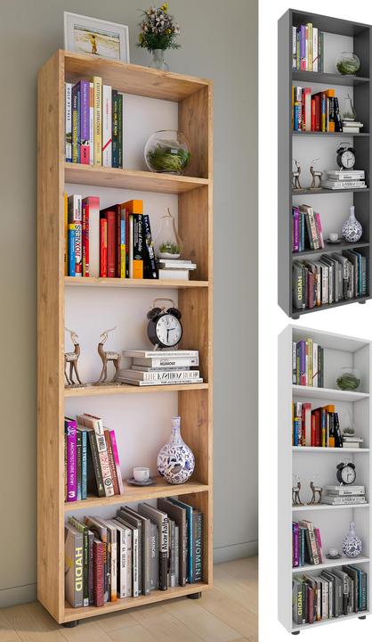 VCM Holz Aufbewahrung Stand Regal Bücherregal Deko Bücher Standregal Bulas 5 Fächer (56 x 20 x 169 cm)