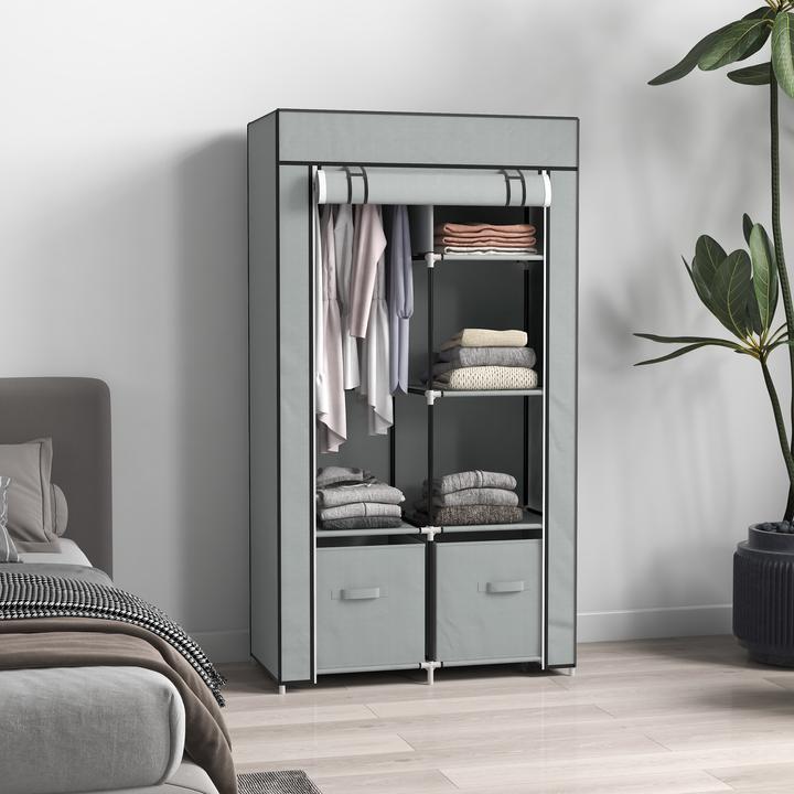 Image du produit Homcom Penderie en tissu avec portes zippées (83 x 42.5 x 162.5 cm)