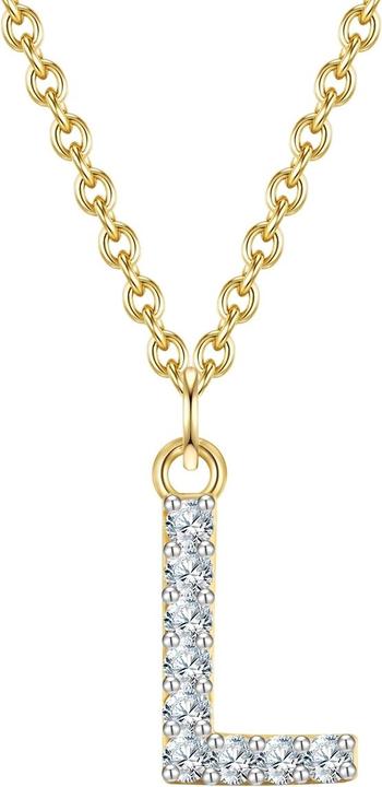 Immagine prodotto Glanzstücke München Lettera L da donna in argento sterling con zirconi in oro giallo 45,0 cm di base + 5,0 cm di (Argento, 40 - 45 cm)