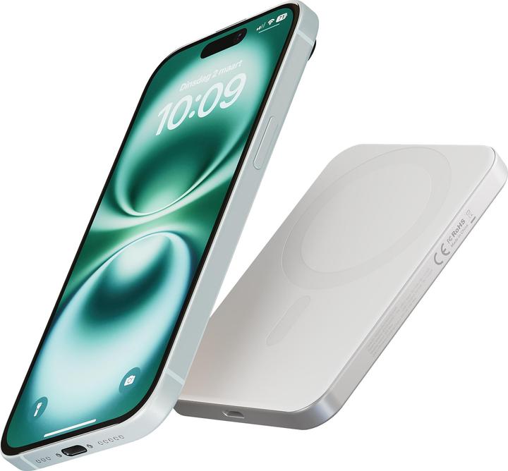 Actual product image Zens Slim Qi2 Al Powerbank 5000mAh White (5000 mAh, 15 W, 19.25 Wh)