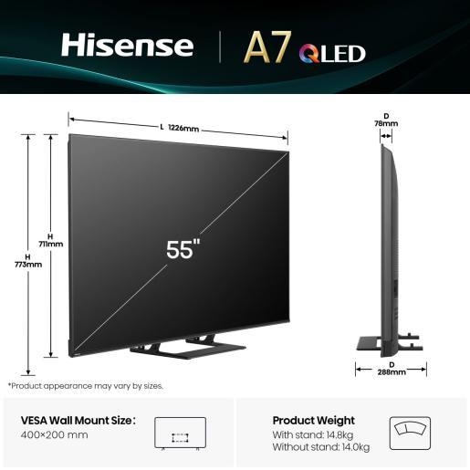 Actual product image Hisense TV 55A7Q (55", QLED, UHD, 2025)