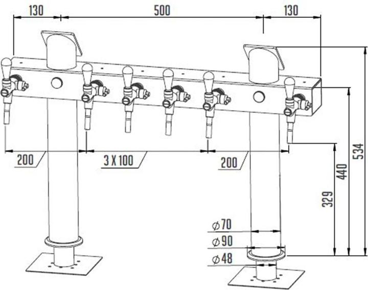 Produktbild Ich-zapfe Schanksäule, Bierzapfsäule 6-leitig, Modell Tower