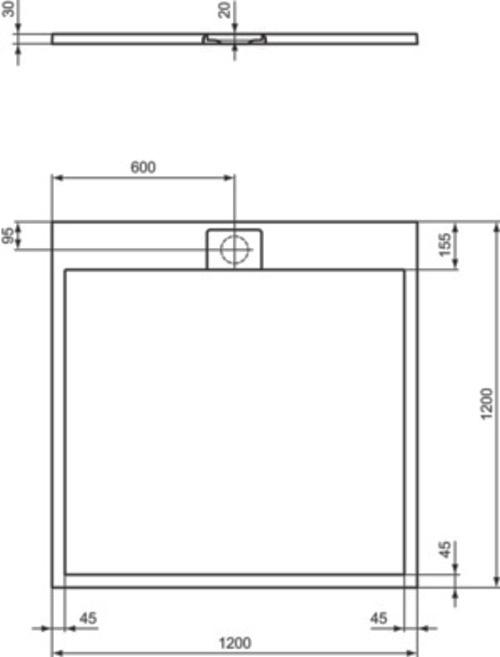 Produktbild Ideal Standard Ultra Flat S i.life Quadrat-Brausewanne, 1200x1200x30mm, T5242