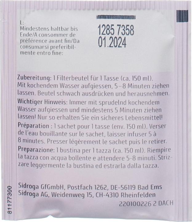 Nutritional values and ingredients Sidroga Organic Still Tea (30 g)
