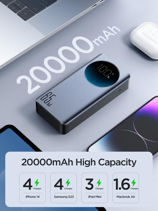 Immagine prodotto Joyroom Powerbank 65W 20000mAH nero (JR-PBF04) (20000 mAh, 65 W, 74 Wh)