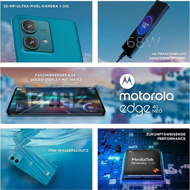 Productafbeelding Motorola Edge 40 Neo (256 GB, Caneelbaai, 6.55", SIM + eSIM, 50 Mpx, 5G)