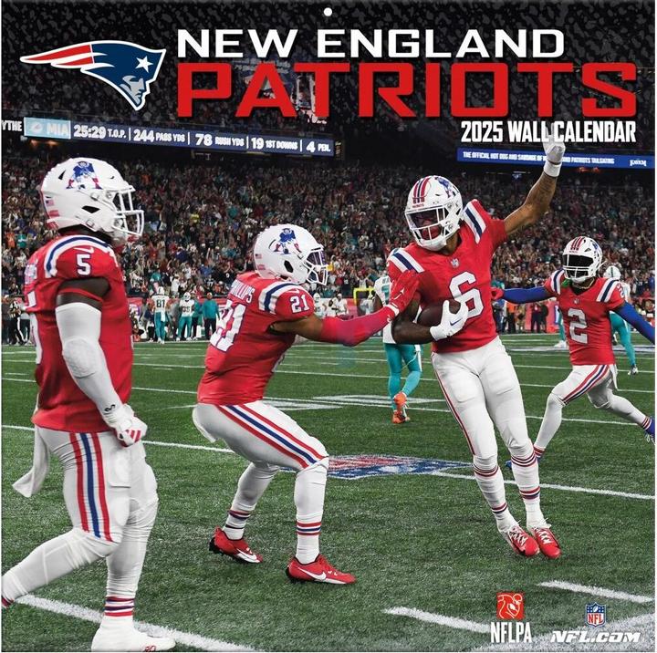 Immagine prodotto NFL - New England Patriots - Calendario da parete della squadra 2025 30,5 x 30,5 cm (30,5 x 30,5 cm, Francese, Italiano, Spagnolo, Tedesco, Inglese)