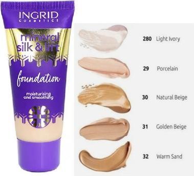 Produktbild INGRID Mineral Silk & Lift podkład nawilżająco-wygładzający 280 Light Ivory 30ml (280 Light Ivory)