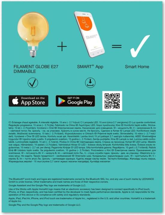 Nutritional values and ingredients Ledvance Smart+ (E27, 6.50 W, 600 lm, 1 x, E)
