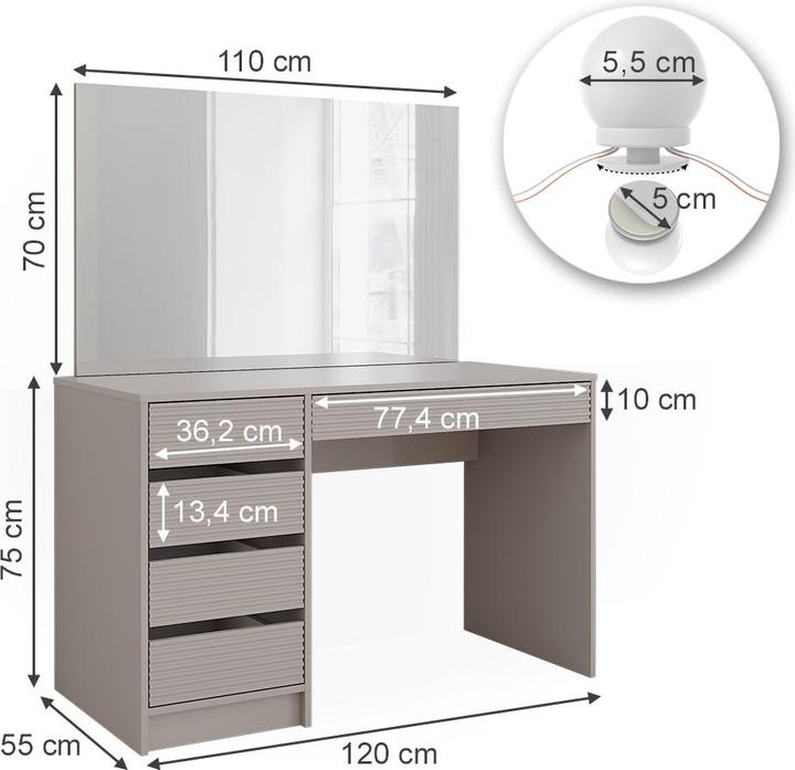 Actual product image Vicco Sherry with lighting (120 x 75 x 55 cm)