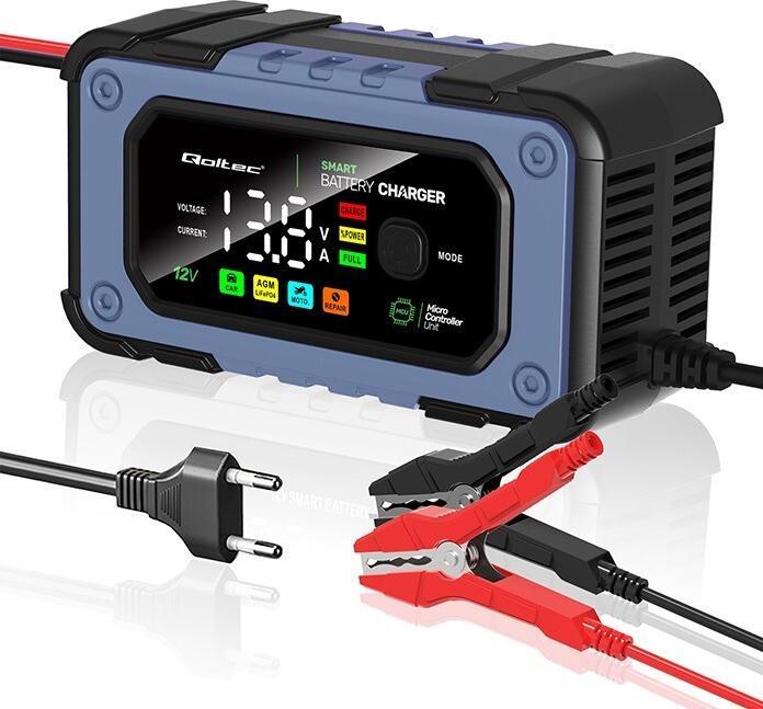 Actual product image Qoltec Battery charger with repair function, 12V, 7A (12V, 7 A)