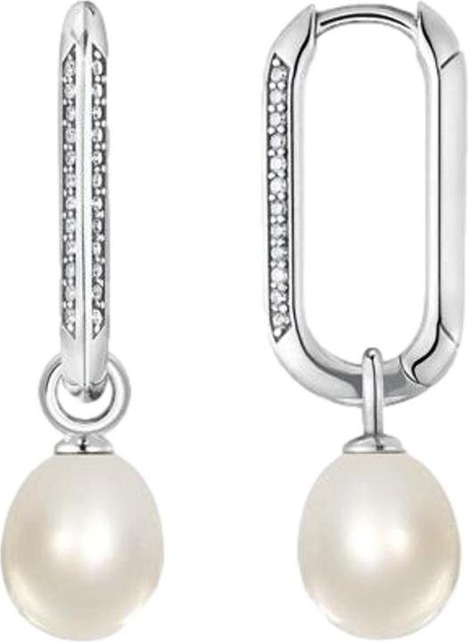 Thomas Sabo Creolen Glieder und Perlen Silber (Geschwärzt, 925 Sterlingsilber)