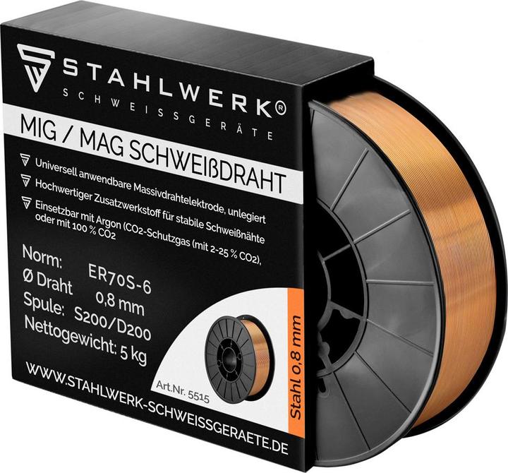 Actual product image Stahlwerk Welding wire MIG/MAG steel Ø 0.8 mm ER70S-6 SG2 Wire reel 5 kg