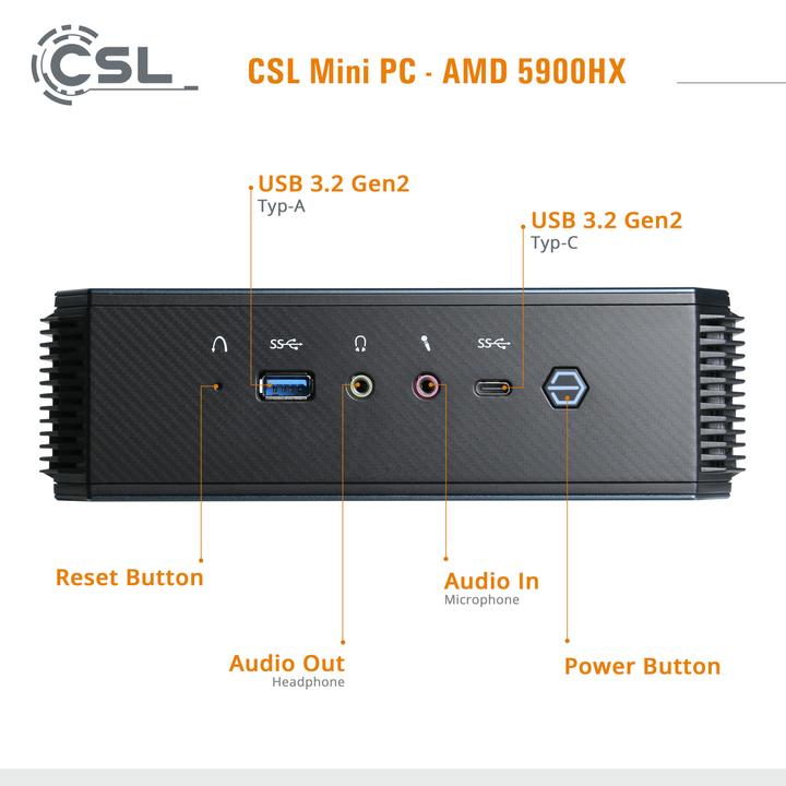 Actual product image CSL Mini-PC AMD 5900HX (AMD Ryzen 9 5900HX, 64 GB, 4000 GB, AMD Radeon Graphics)