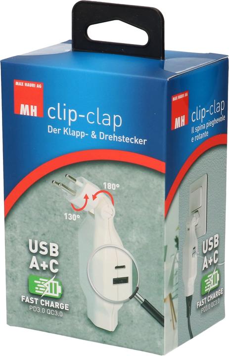 Actual product image Max Hauri Clip-Clap USB Fast Charge (Type 13, 3 x)