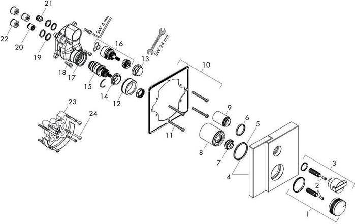 Produktbild Axor Fertigmontageset EDGE f UP-Thermost. m Ab-/Umst-V chr Diamants