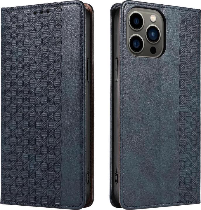 Produktbild Hurtel Magnetband-Hülle für iPhone 14 Pro Max Flip Wallet Mini Lanyard Stand Blau (Apple iPhone 14 Pro Max)
