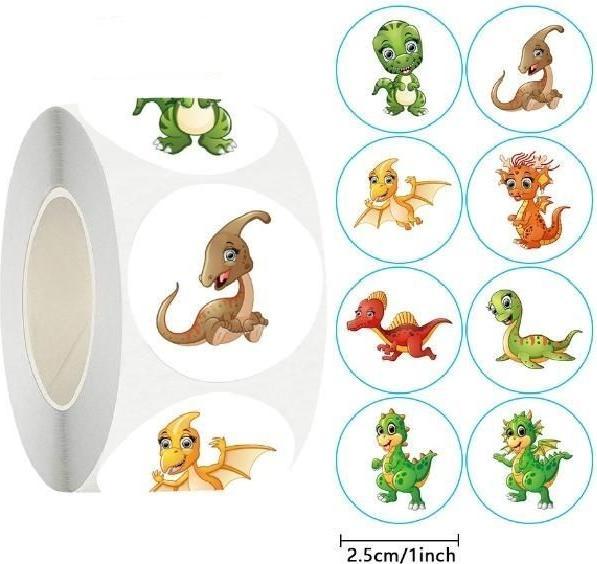 Immagine prodotto MU Classic 500 rotoli di adesivi autoadesivi con il motivo dei cuccioli di dinosauro