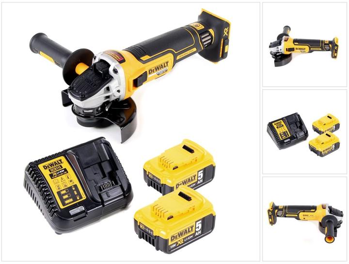 Produktbild DeWalt DCG 405 P2 Akku Winkelschleifer 18V 125mm Brushless + 2x Akku 5,0Ah + Ladegerät (125 mm)
