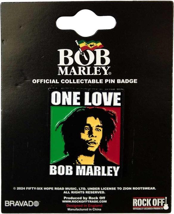 Bob Marley Abzeichen One Love ZinkLegierung Vernickelt Emaille