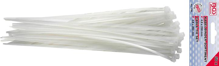 Image du produit BGS Assortiment de colliers plastique blancs 4,8 x 250 mm 50 pièces (Serre-câbles en plastique, 250 mm, 50 pcs)