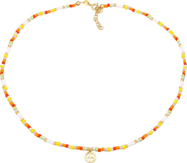 Immagine prodotto Elli Girocollo, multicolore, segno della pace (Argento 925 placcato oro, Vetro, Nessuna pietra preziosa, Plastico, 36 cm)