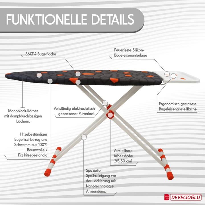 Actual product image Harbinger Ironing board, iron shelf, ironing board cover 36X114cm, height 50-80cm, black (114 x 36 cm)
