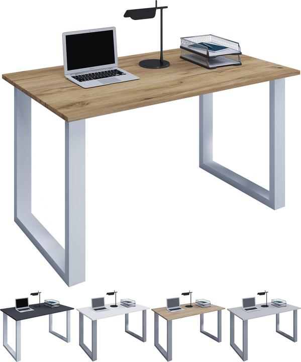 Produktbild VCM Holz Schreibtisch Computertisch Lona U Alu Silber (80 x 50 x 76 cm)