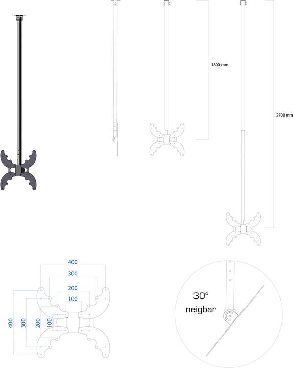Image du produit VCM Support TV universel pour plafond B-DX400 (Plafond, 55", 40 kg)