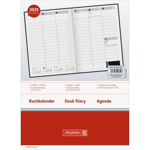 Actual product image Book calendar 781 21x29,7cm 1 week/2 pages blue 2025 (A4, English, German, Italian, French)