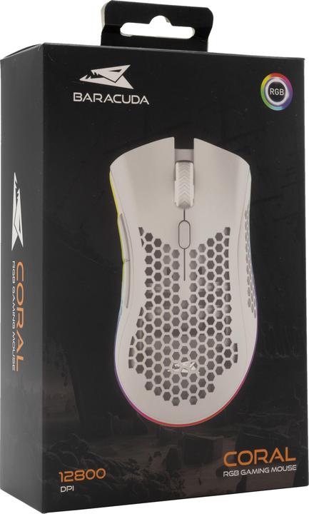 Actual product image Baracuda Gaming Mouse CORAL, 6D, 12800 dpi, White (BGM-031) (Cable)