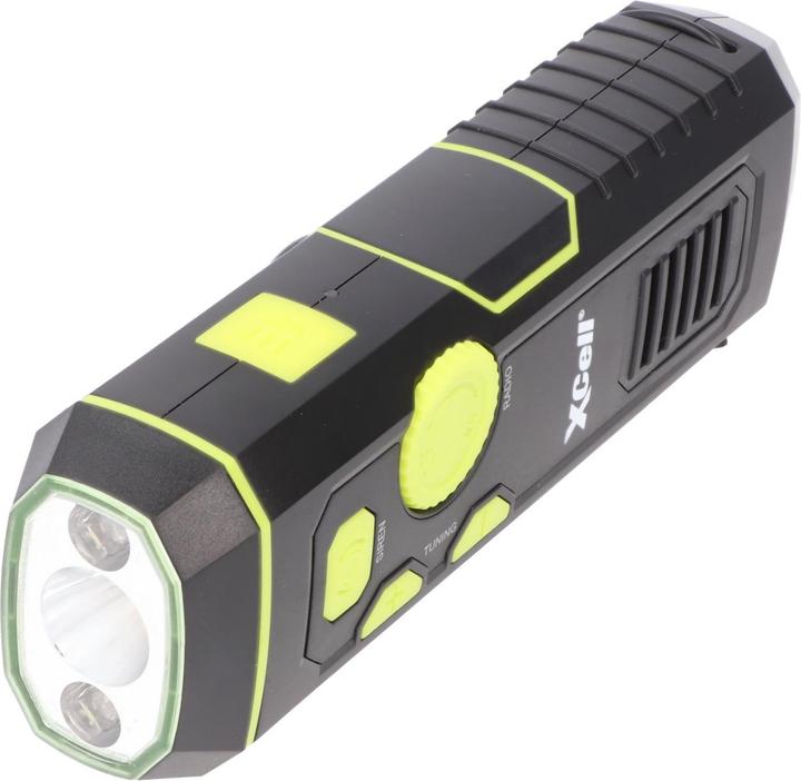 Produktbild XCell Dynamo Taschenlampe mit FM Radio, Alarm und Powerbank-Funktion (30 lm)