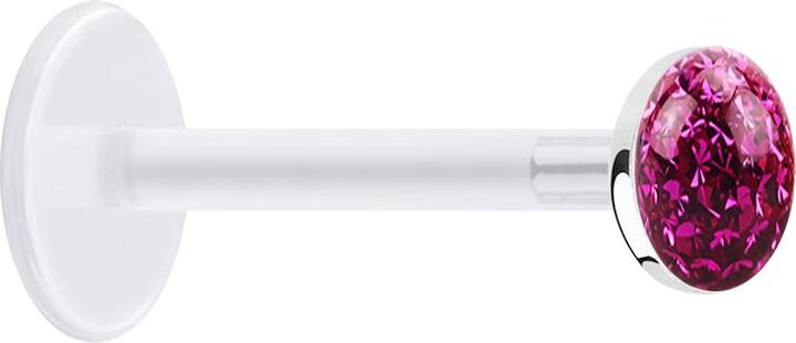 Produktbild Star Piercing Micro Labret transparent mit Kristallscheibe fuchsia Epoxy Schutzschicht (ohne Messing, Bioflex, 925 Sterlingsilber)