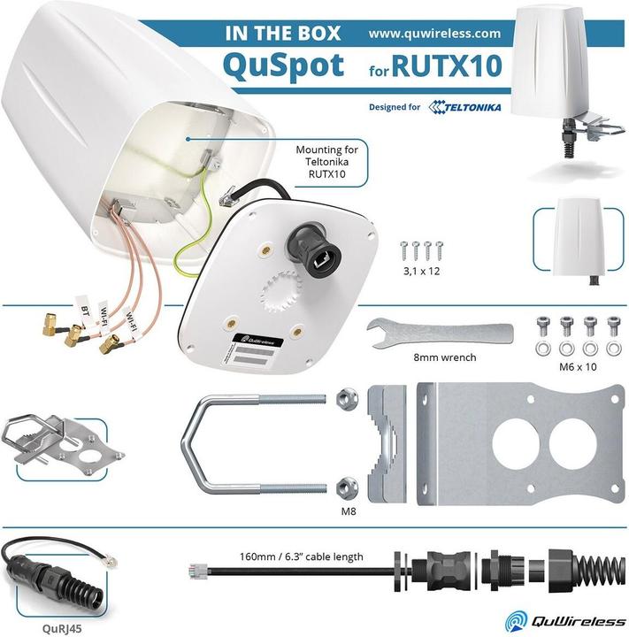 Actual product image Teltonika WLAN Antenna QuSpot AX10S Outdoor Housing for RUTX10 (Wi-Fi)