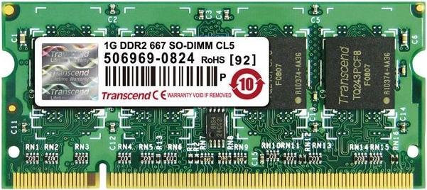 Transcend JetRam 128Mx64 DDR2-667 CL5 (Bulk) (1 x 1GB, 667 MHz, DDR2-RAM, SO-DIMM)