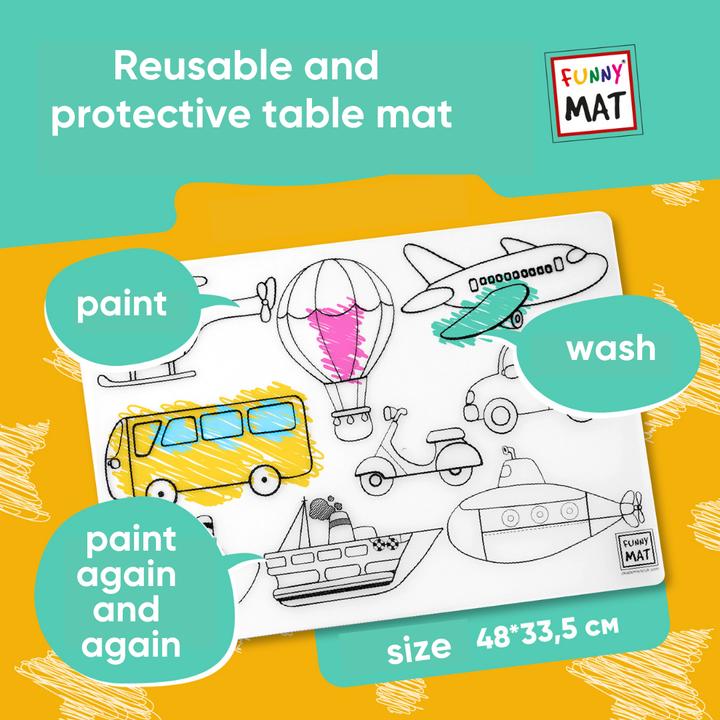 Actual product image Funny Mat Set of reusable colouring pages pets and wild animals, set of 2 (23 x 48 cm)
