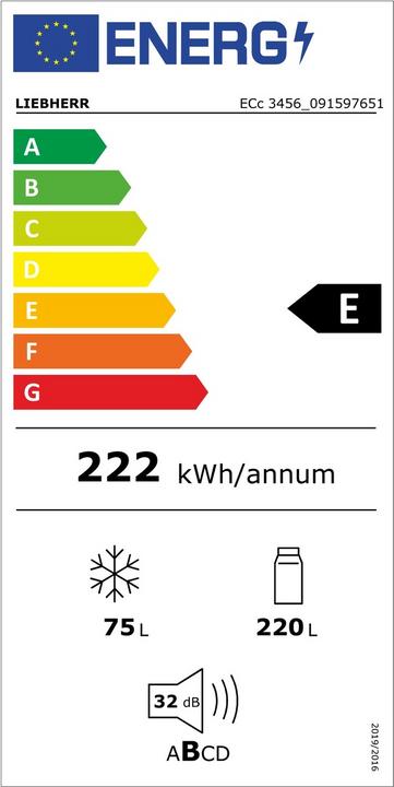 Energie-Label Liebherr Liebherr-Integrierbare Kühl-Gefrierkombination mit SmartFrost-ECc 3456-26-091597651 (227 l)