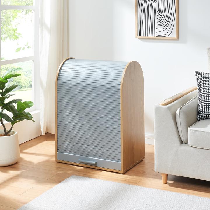 Produktbild En.Casa Rollladenschrank Kavlinge 80x60x40 cm Bambus/Grau (80 x 60 x 40 cm)