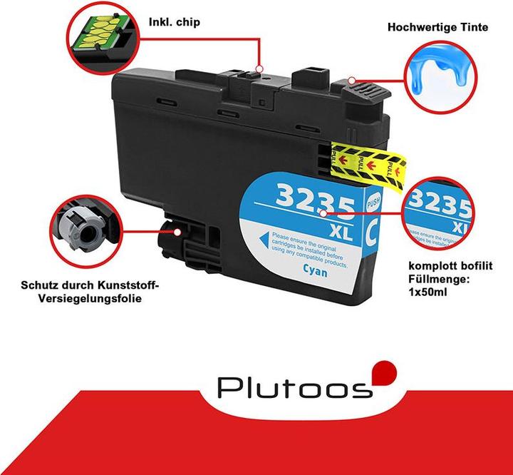 Image du produit Plutoos Brother LC-3235 Cartouche XXL compatible, Cyan LC-3235XLC (C)