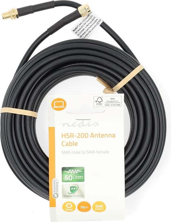 Actual product image Nedis Antenna cable - SMA male - SMA female - Gold plated - 50 Ohm - Double shielded - 10.0 m - R (50 dB, Antenna cable)