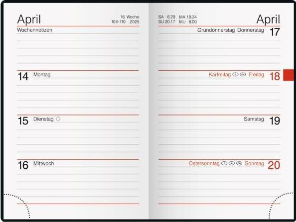 Actual product image Rido Pocket Calendar Partner Industry I 7,2x11,2cm 1 week/page Leatherette Heart black 2025 (German)