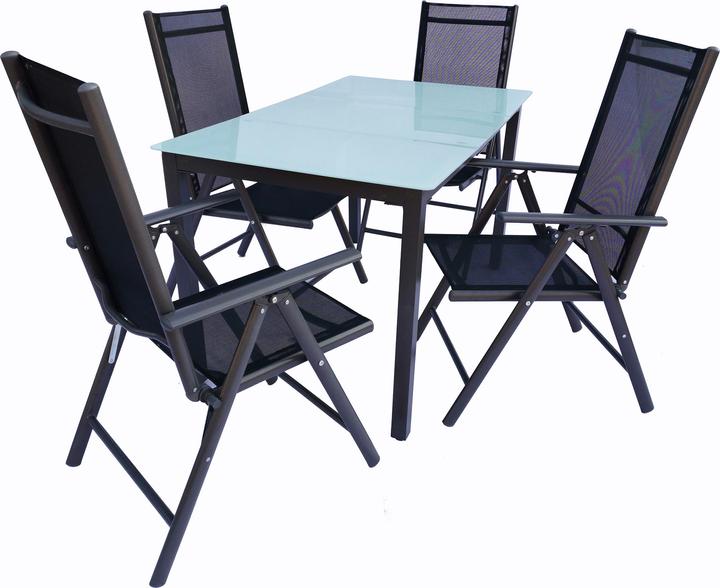 Produktbild VCM Alu Gartenmöbel Set 140 x 80 Mattglas (140 cm)