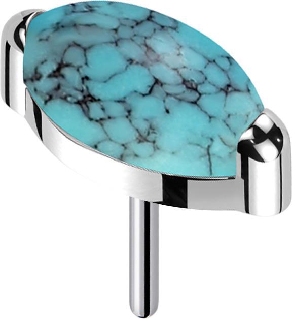 Actual product image Star Piercing Threadless silver oval turquoise stone (Mineral, Titanium G23, without brass)