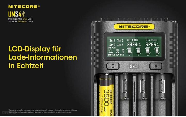 Produktbild Nitecore UMS4 USB-Schnell-Ladegerät (1 Stk., AAA, AA, Ladegerät inkl. Akku)