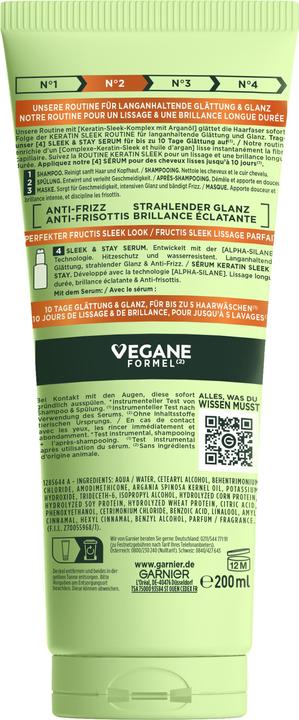 Nutritional values and ingredients Garnier Keratin Sleek (200 ml)