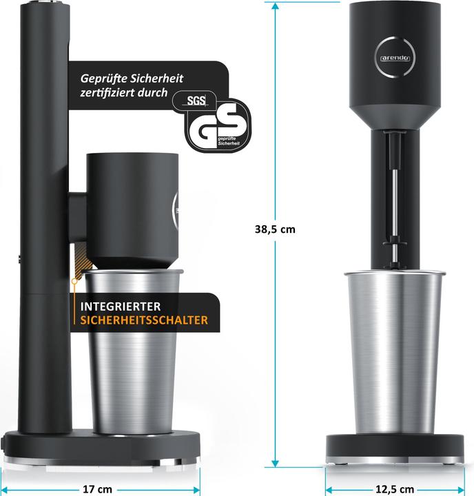 Produktbild Arendo Standmixer Elektrischer Getränkemixer 22.000 U/min, Doppelstab, 100W, für Milkshakes, Smoothies uvm. (CH-Stecker, 100 W)