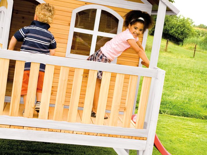 Immagine prodotto Axi Stef Playhouse marrone/bianco con scivolo rosso