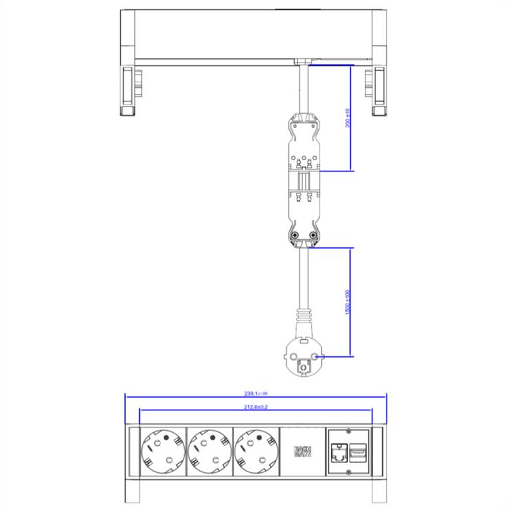 Actual product image Bachmann DESK2 - 3xSchuko, 1xCAT6 & (3 x, CEE 7/3, 0.20 m)